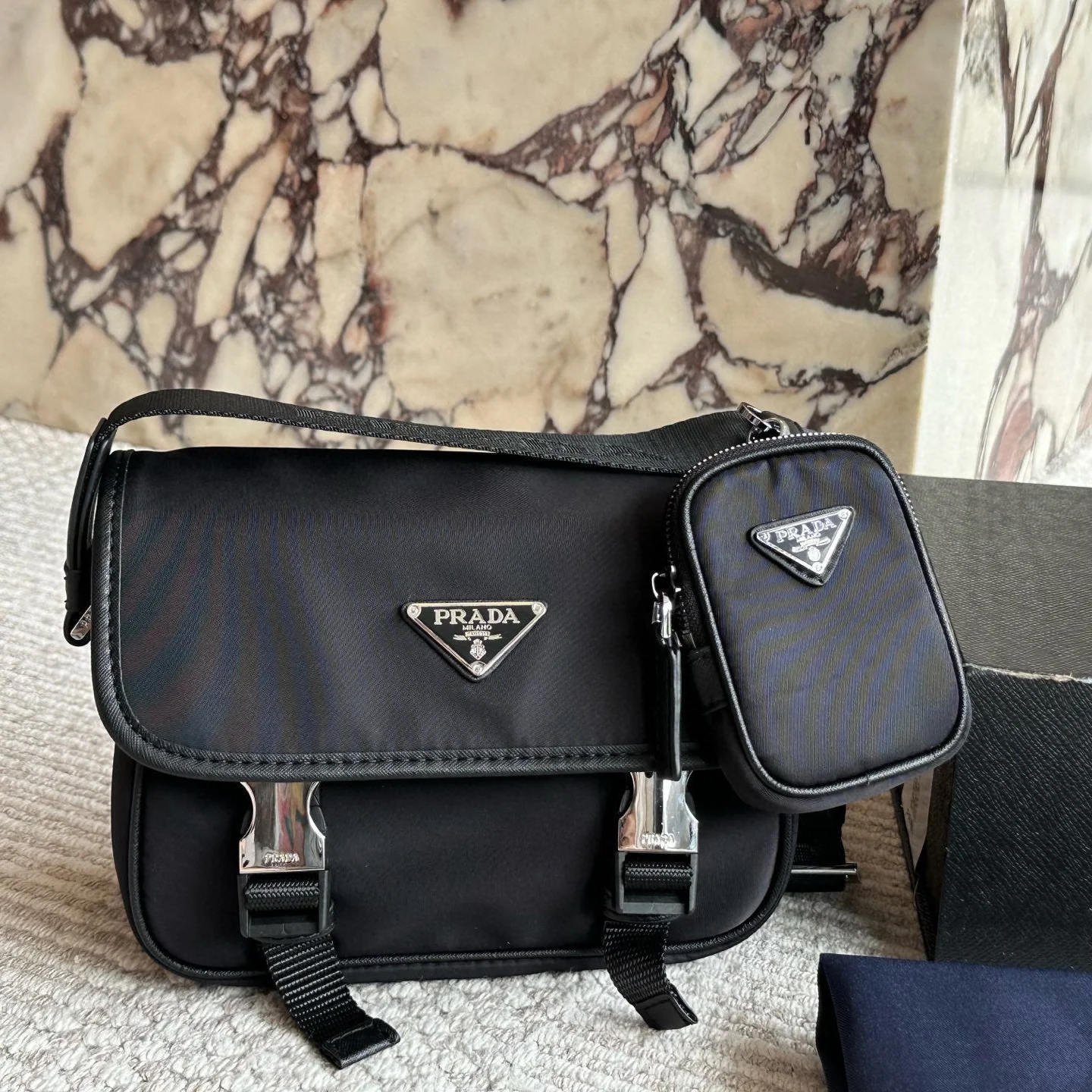 Black Nylon Men's Messenger Bag