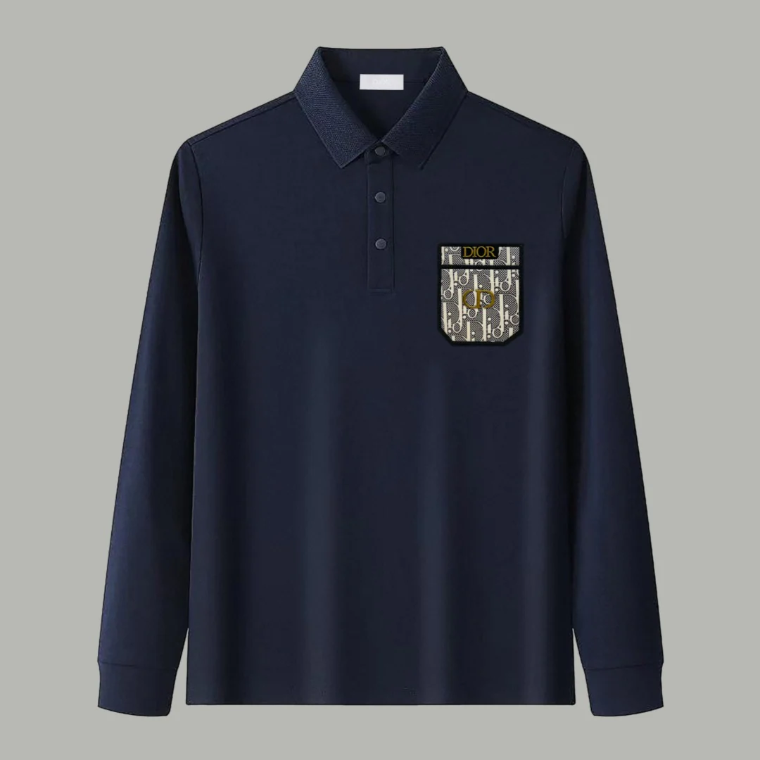 Pocket lapel polo long-sleeved T-shirt