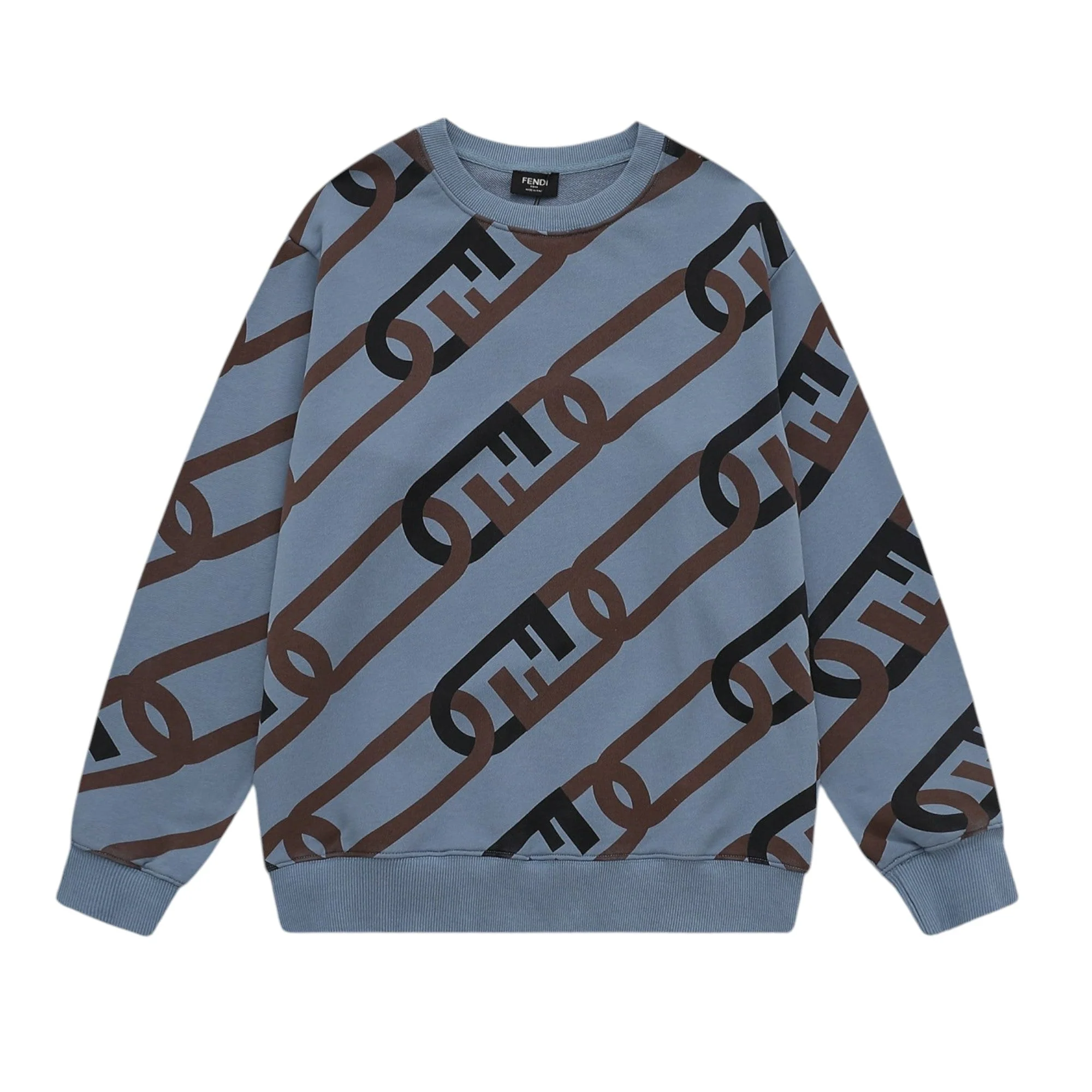 jacquard crew neck cotton sweatshirt