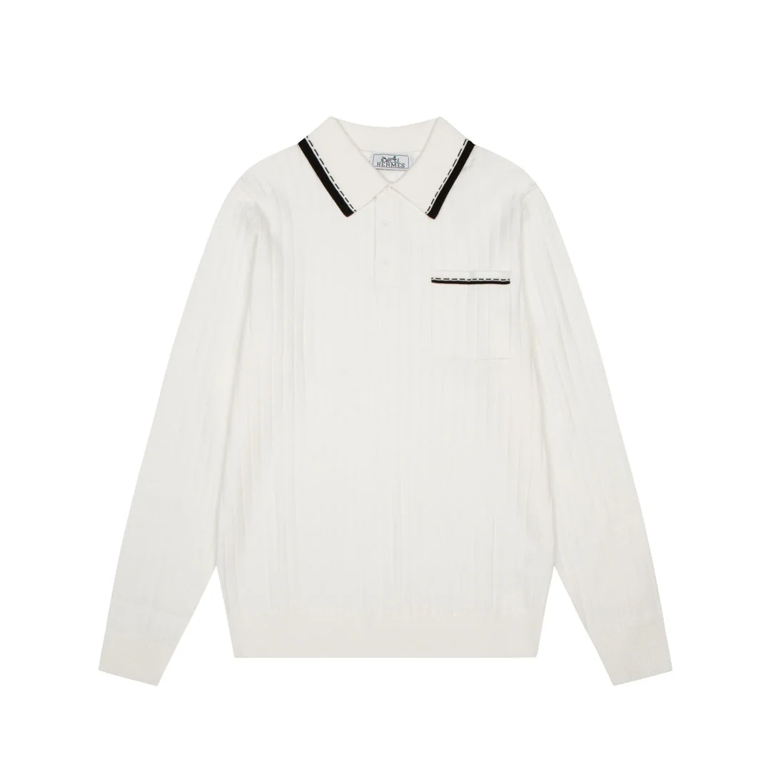 Knitted lapel cashmere sweatshirt