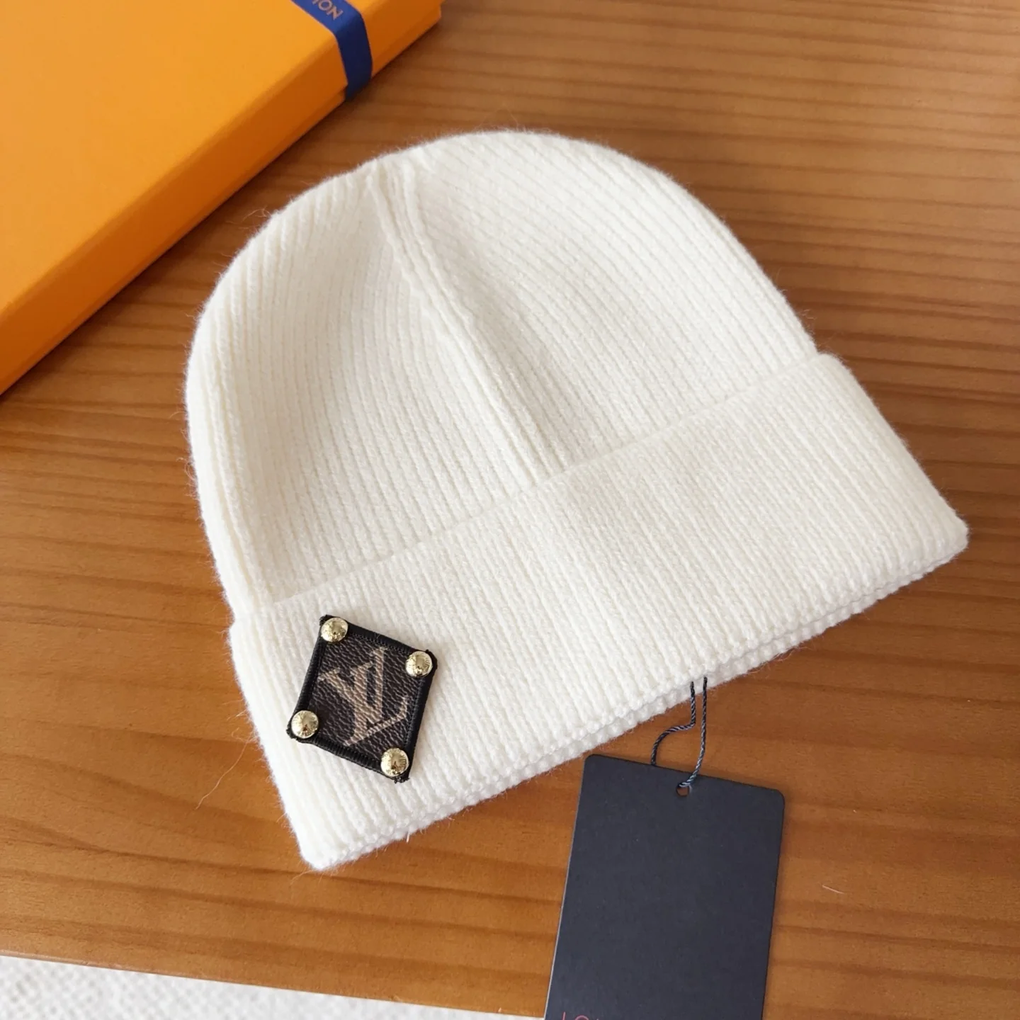 Leather Printed Cashmere Knitted Beanie