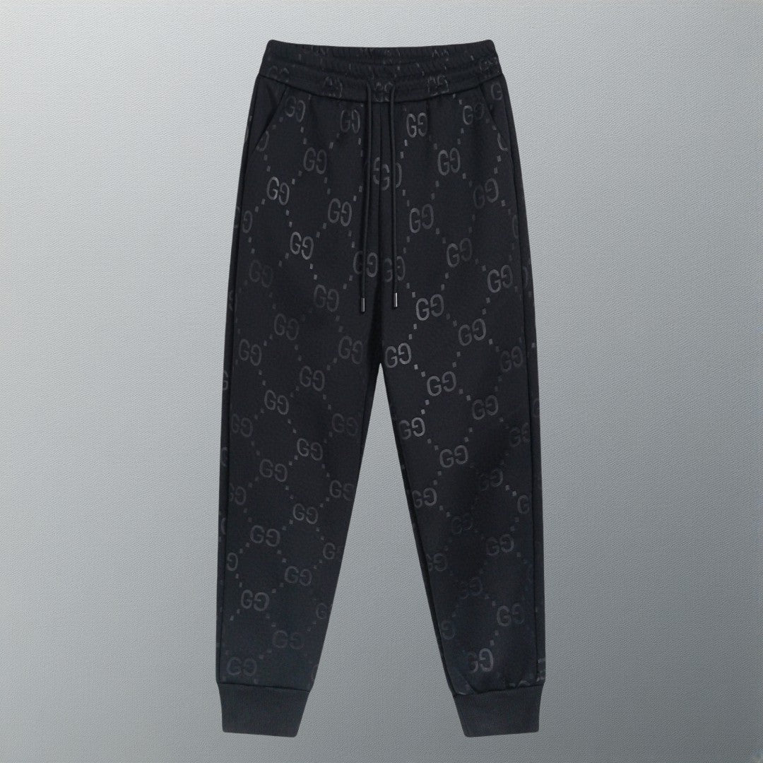 Embossing drawstring casual trousers