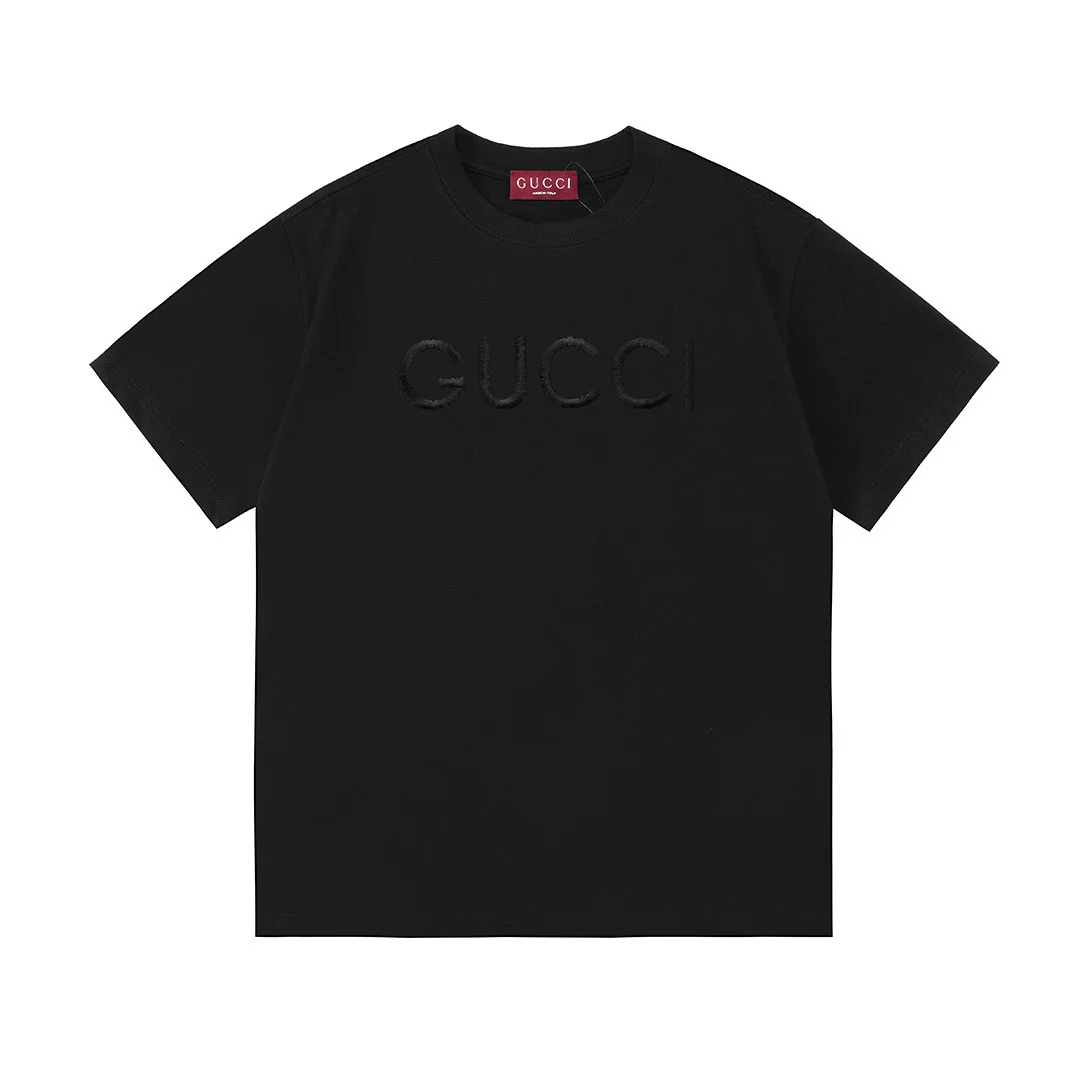 Embroidered crew neck cotton T-shirt