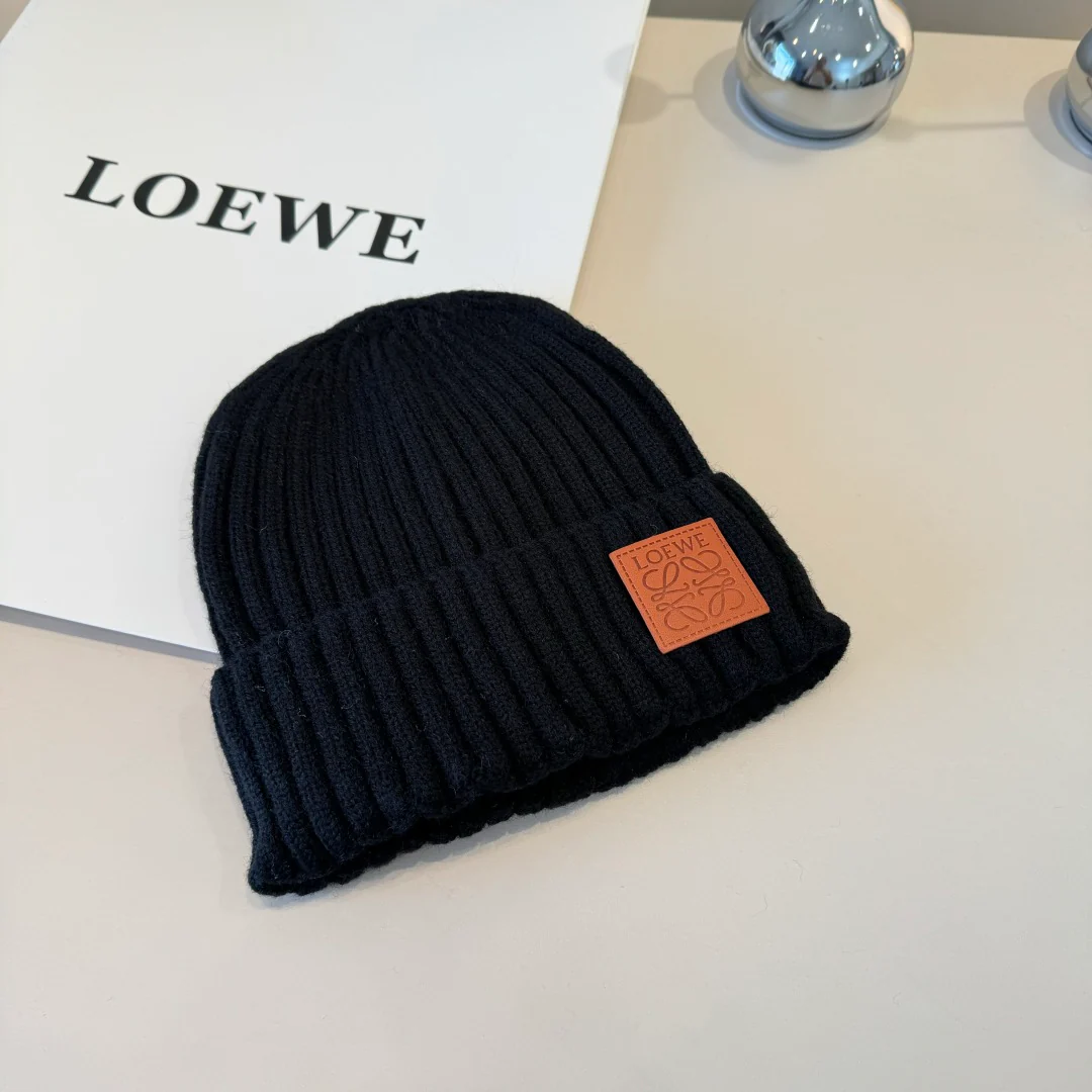 Leather Print Cashmere Knitted  Beanie