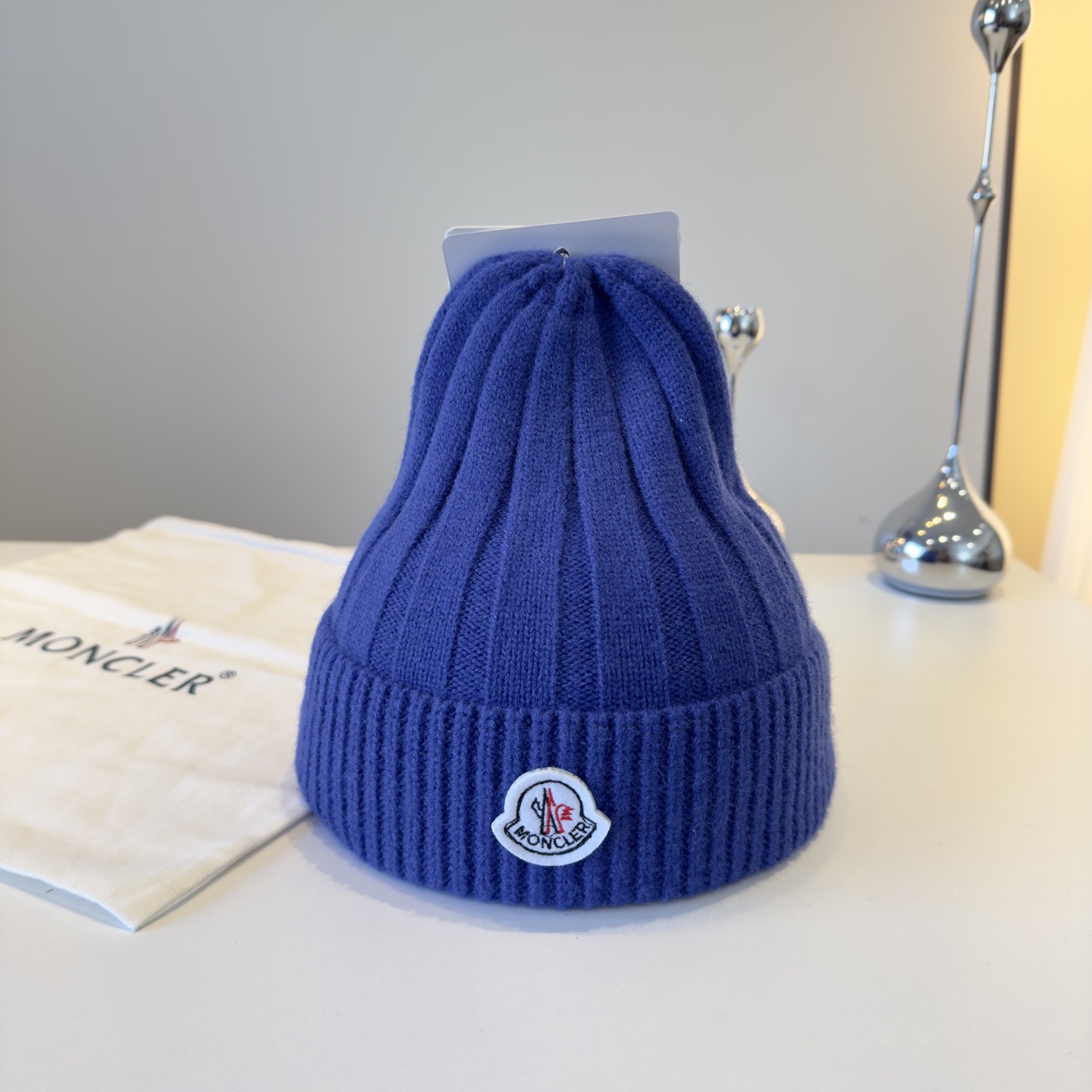 Embroidered cashmere knit beanie