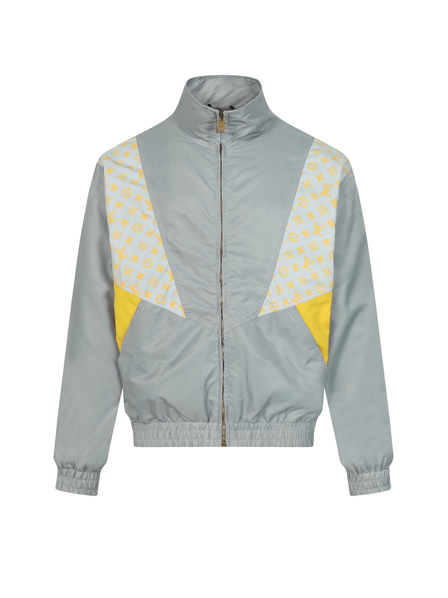 Color-blocked turtleneck zip-up jacket