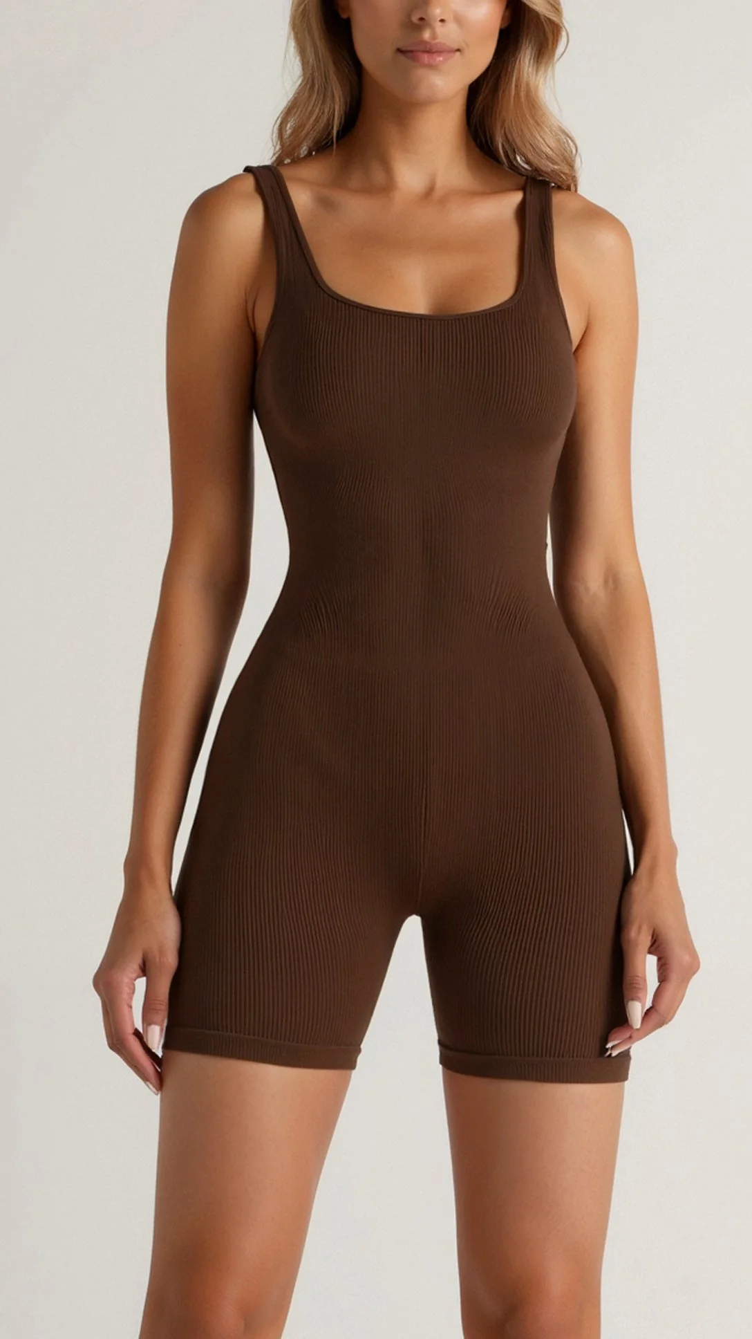 Ribbed Square Neck Briefs Bodysuit
