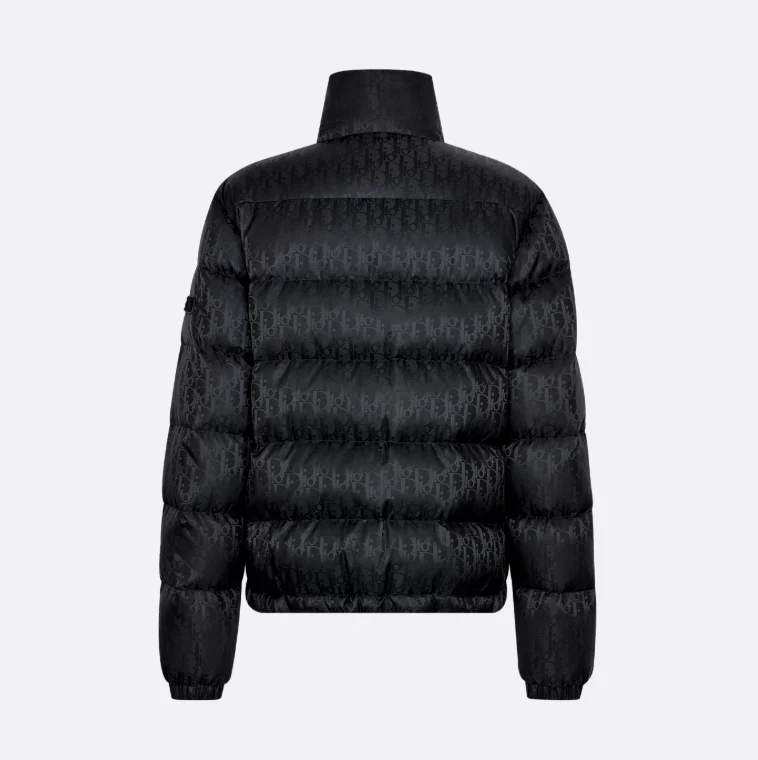 Dark jacquard full-print down jacket