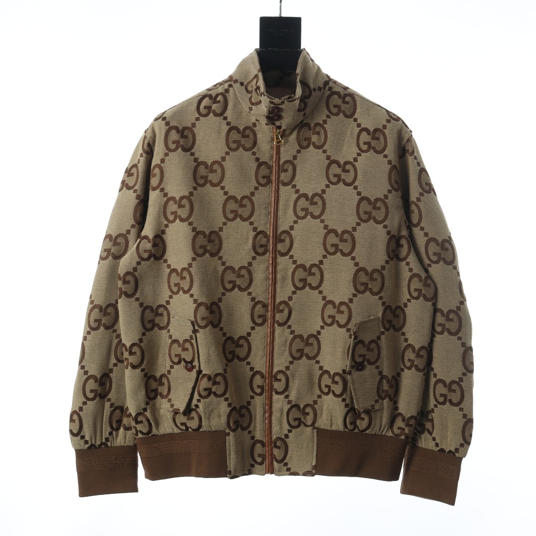 All-over print canvas stand-collar jacket