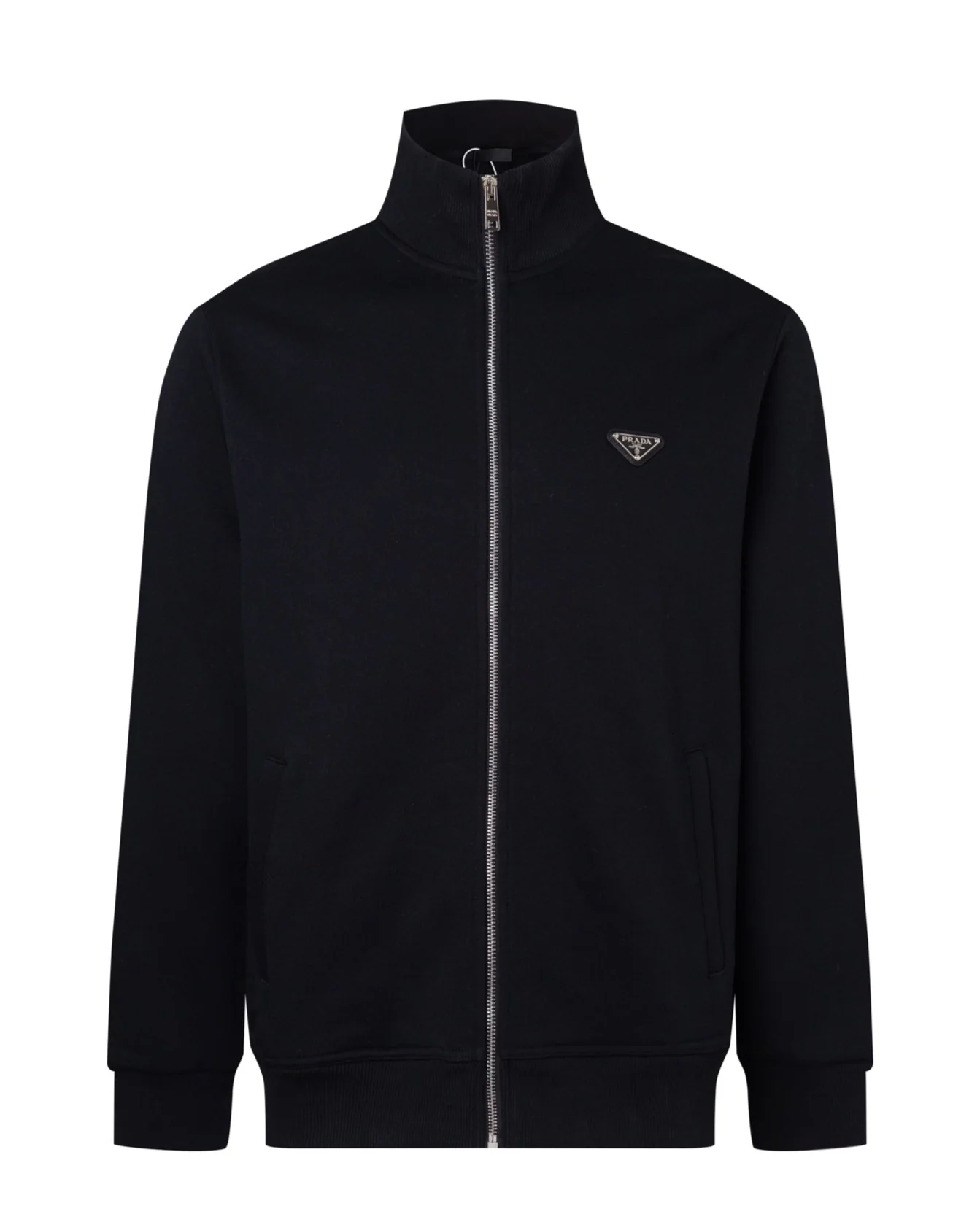 high-neck knitted jacket