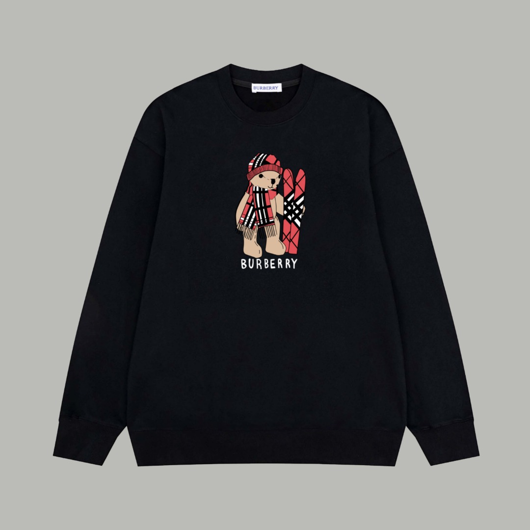 Cartoon Ski Bear Crew Neck Sweatshirt