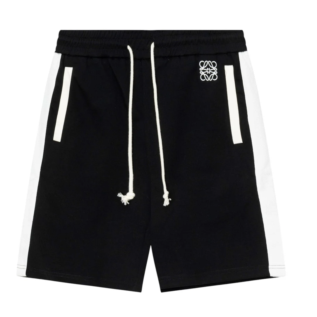 Knitted colorblock cotton shorts