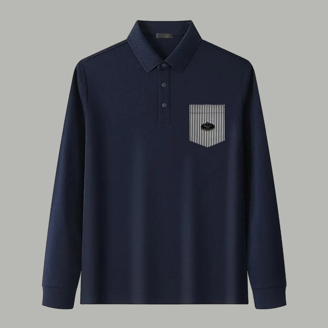 Pocket lapel polo long-sleeved T-shirt
