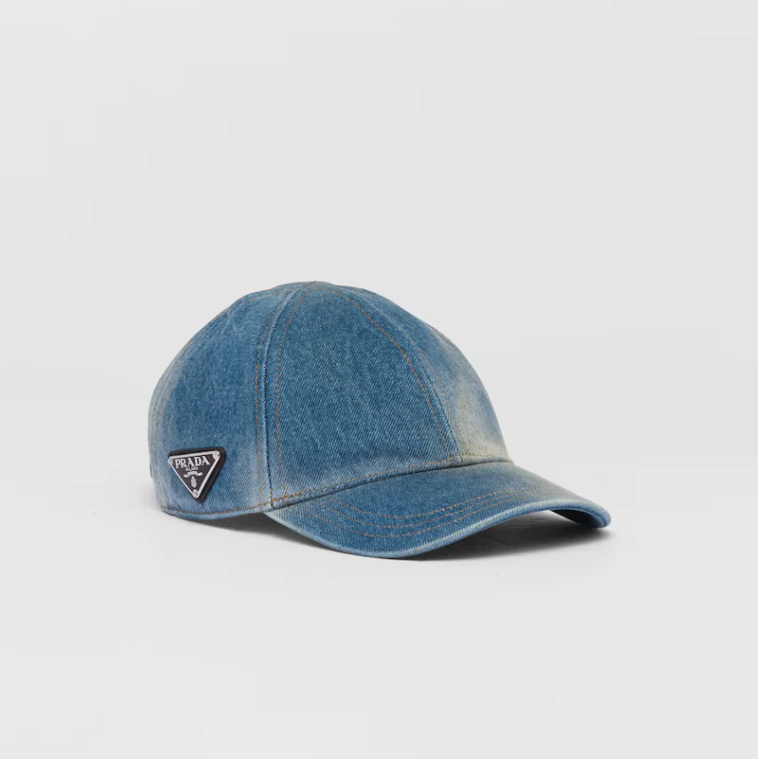 Distressed denim baseball cap