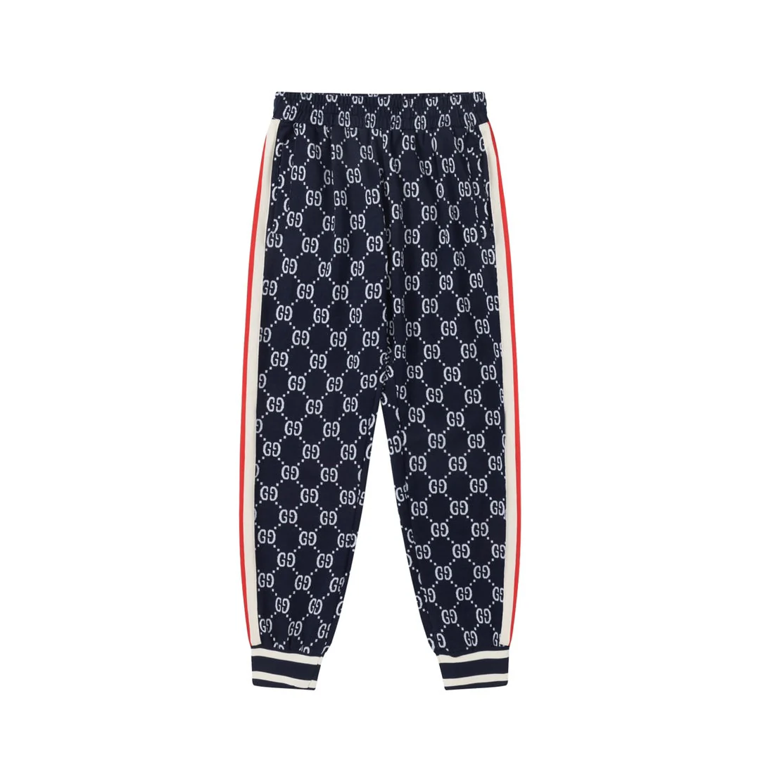 Web-paneled jacquard trousers