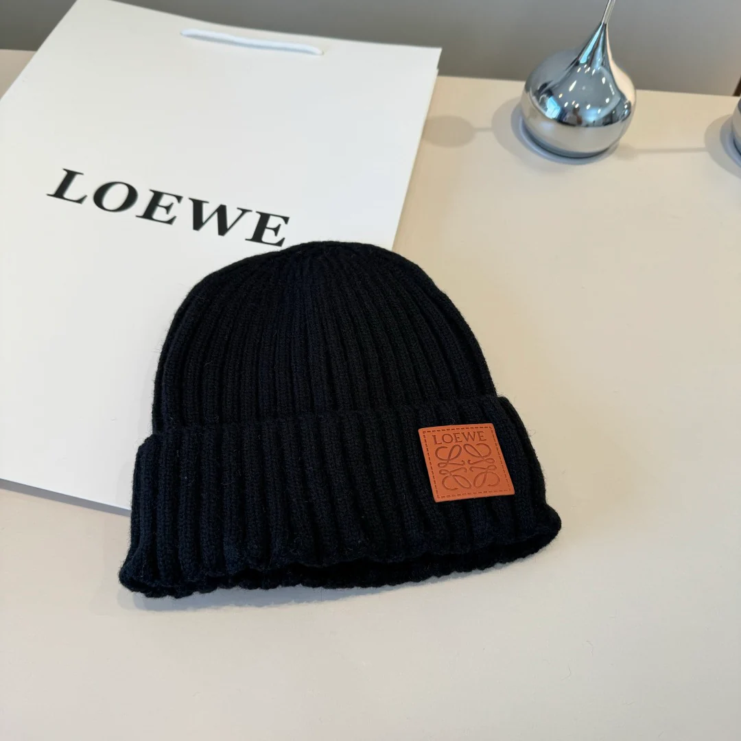 Leather Print Cashmere Knitted  Beanie