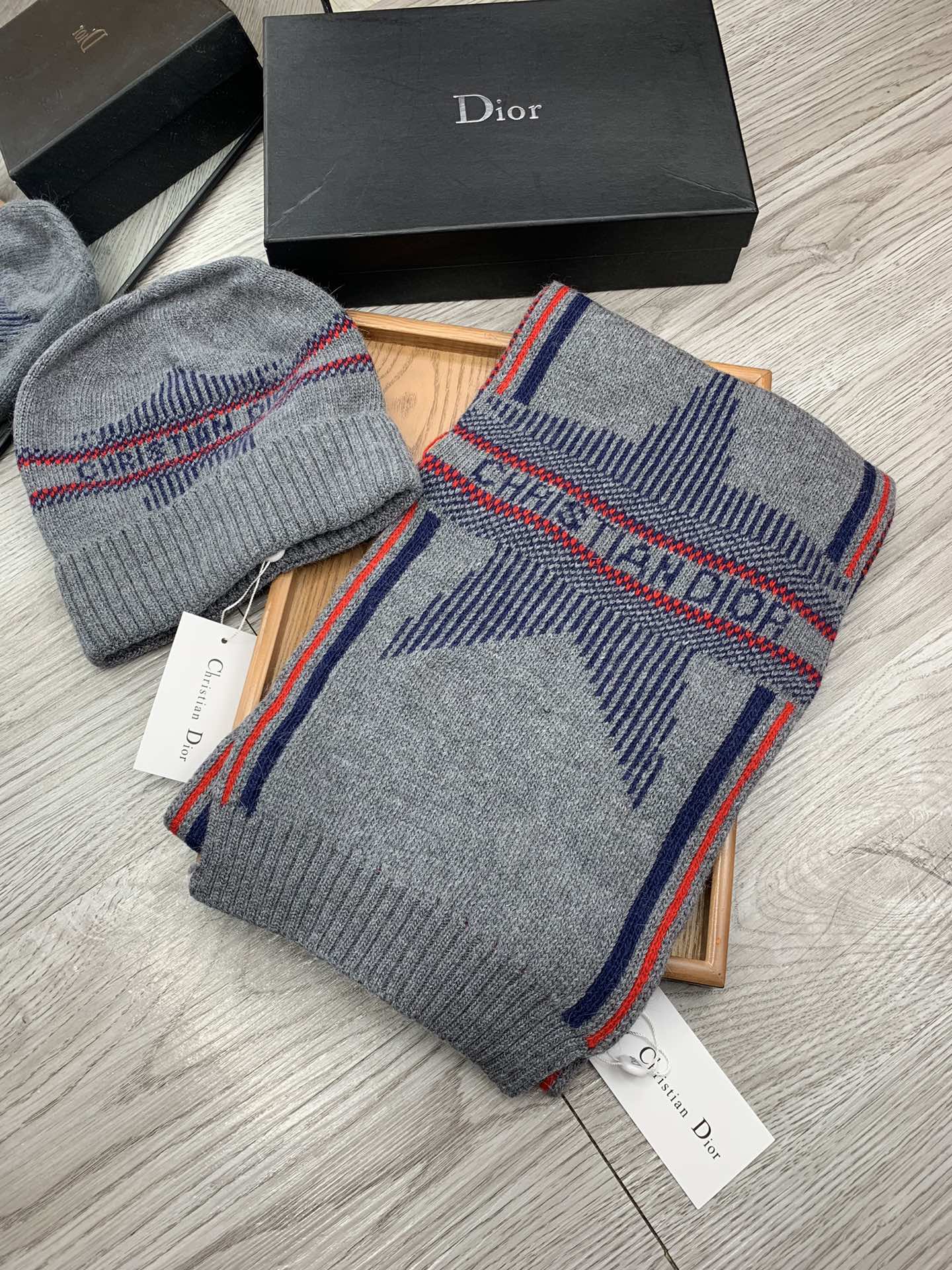 Star jacquard scarf and hat set