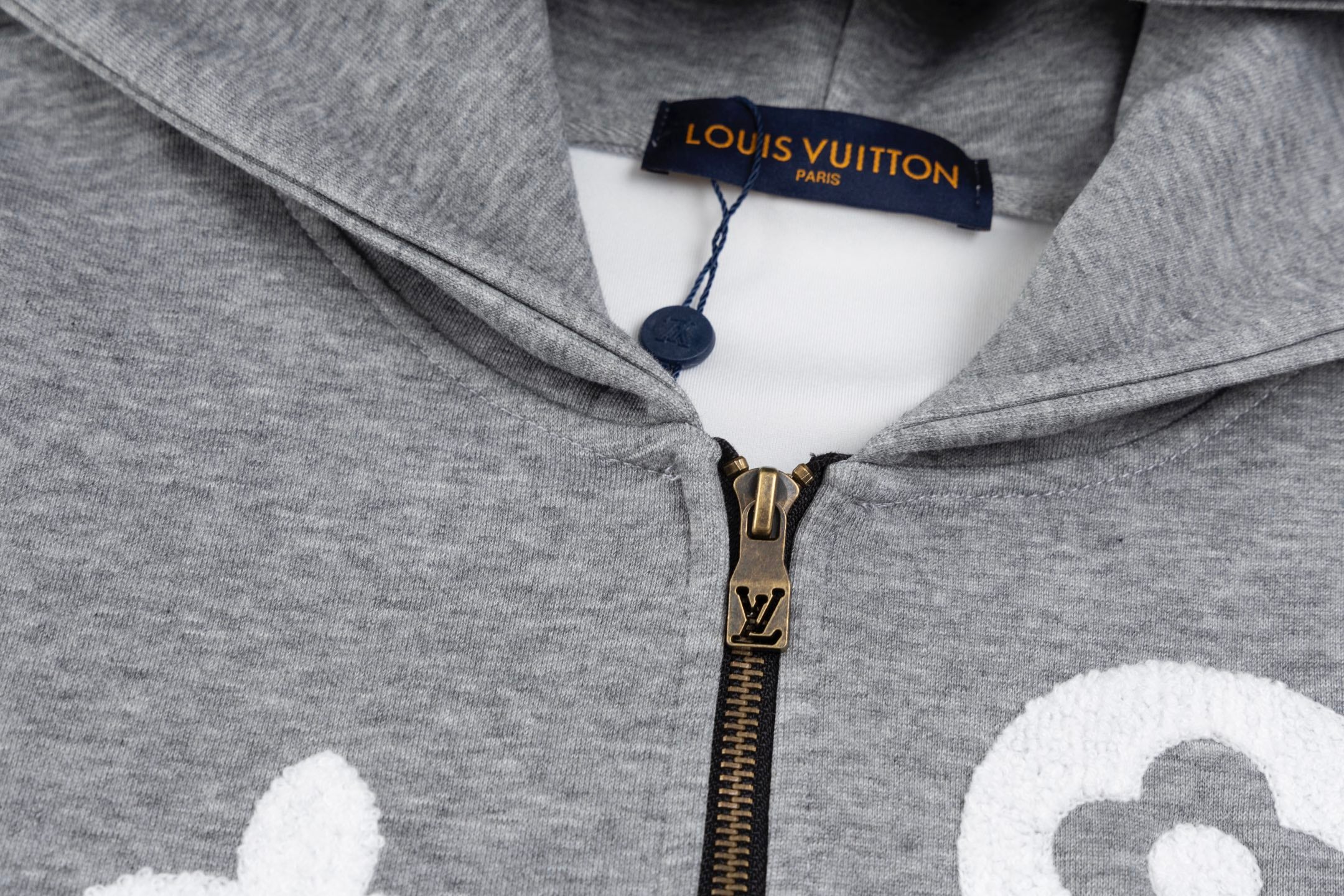 Embroidered hooded cardigan sweatshirt