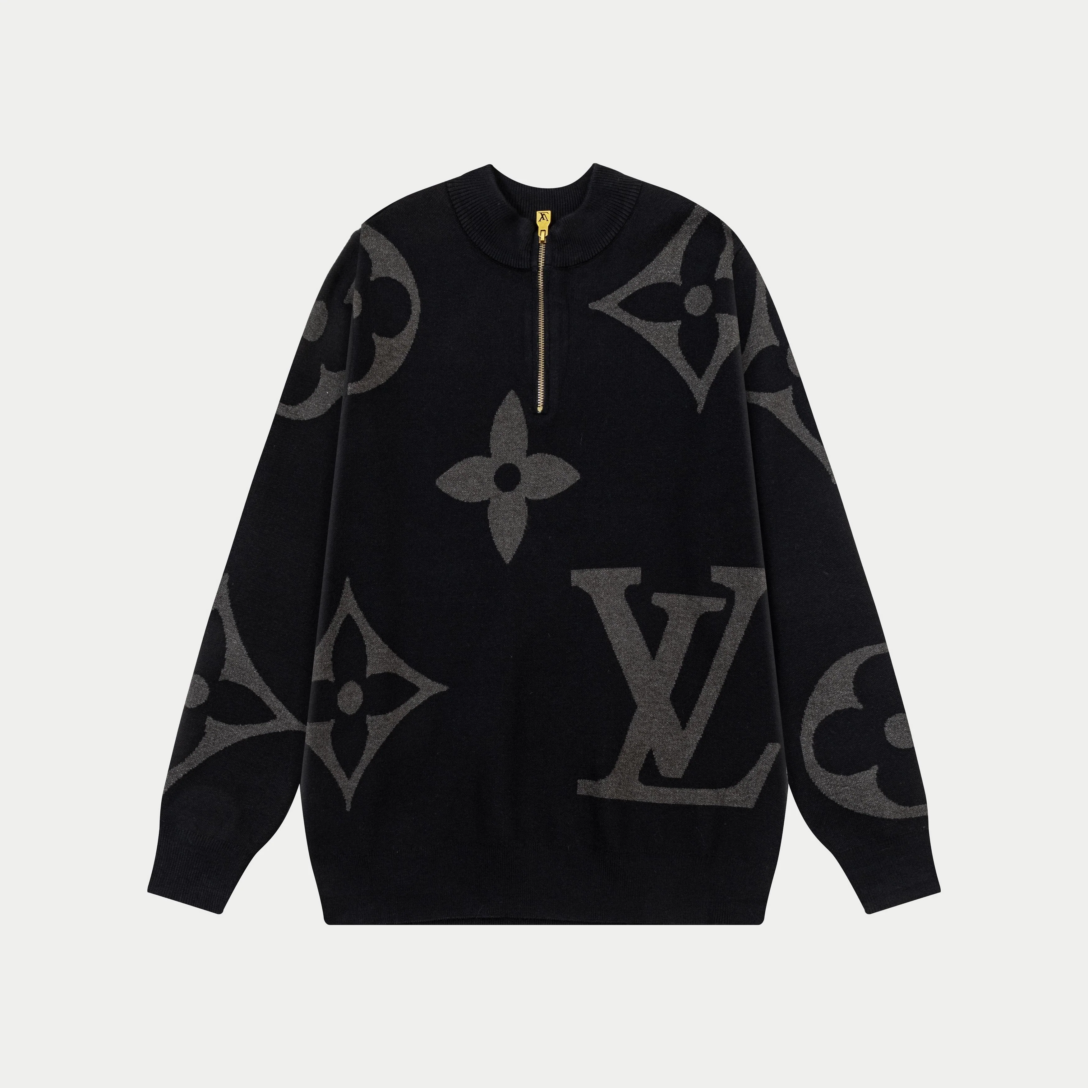 Half-zip jacquard cashmere sweater