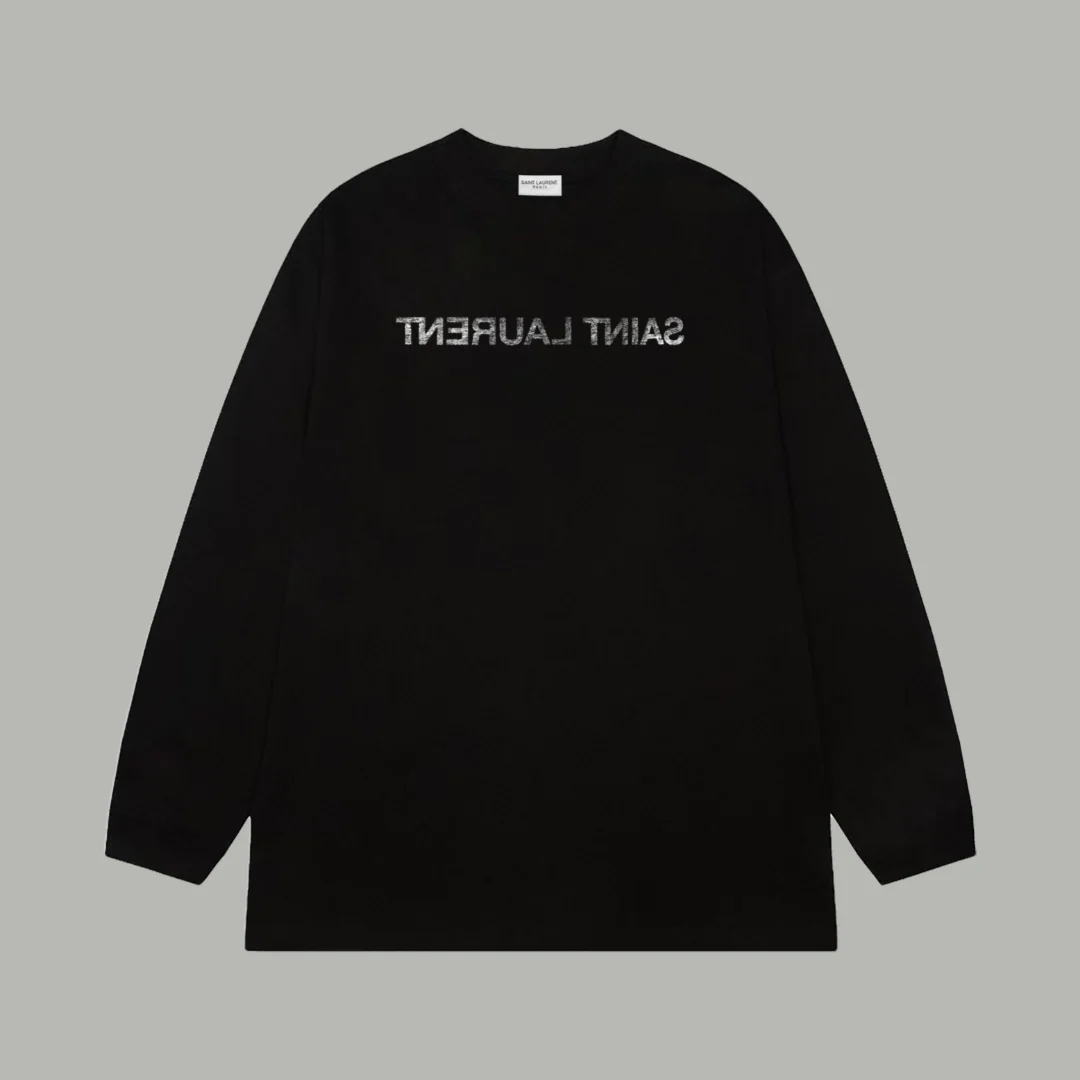 Mirror print cotton long-sleeved T-shirt