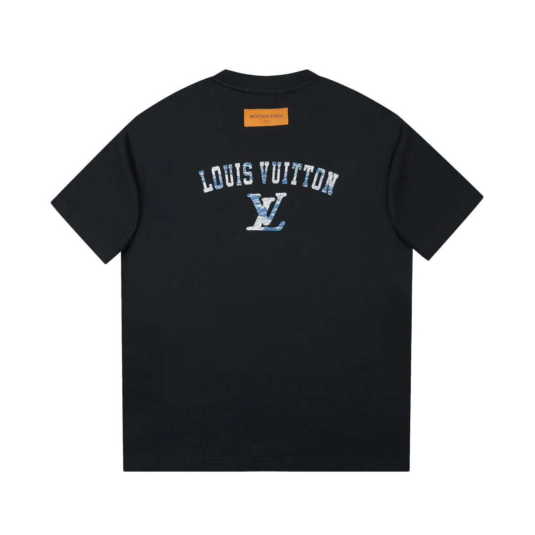 Patchwork crew neck cotton T-shirt