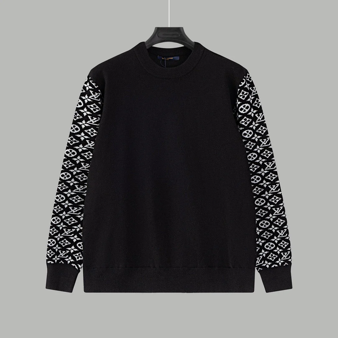 Patchwork Sleeve Full Print Sweater