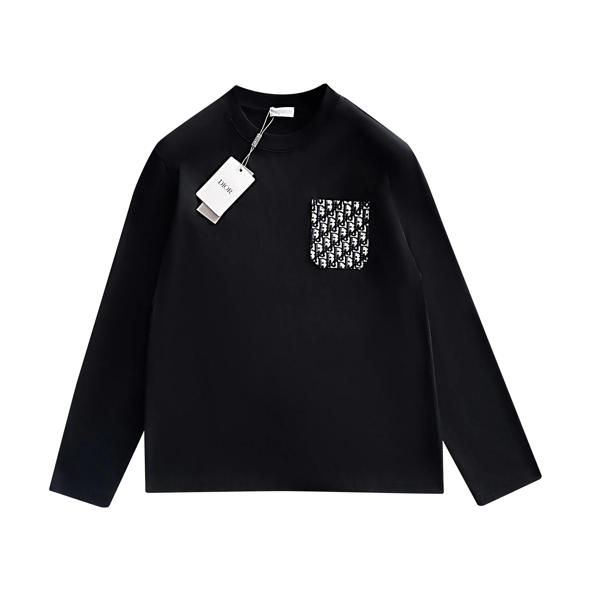 Pocket cotton long-sleeved T-shirt