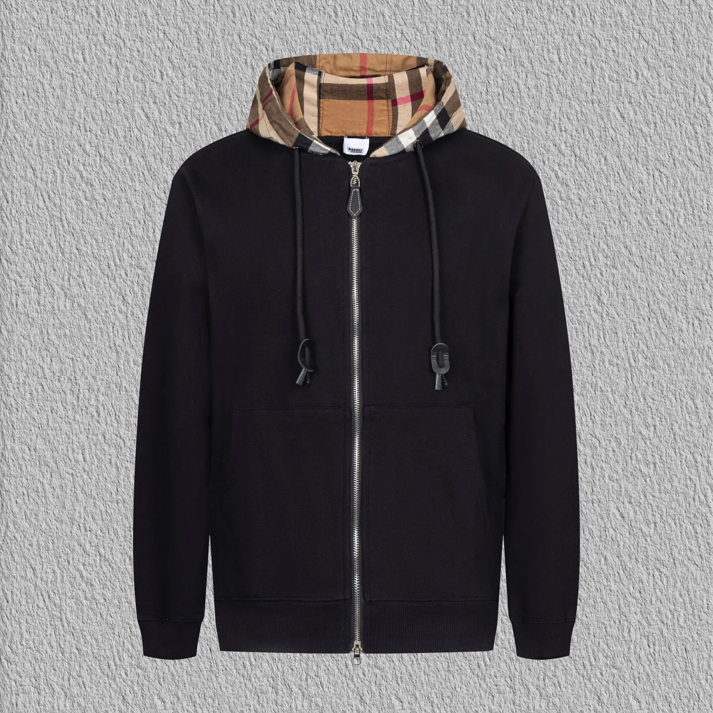 Plaid hooded sweatshirt jacket