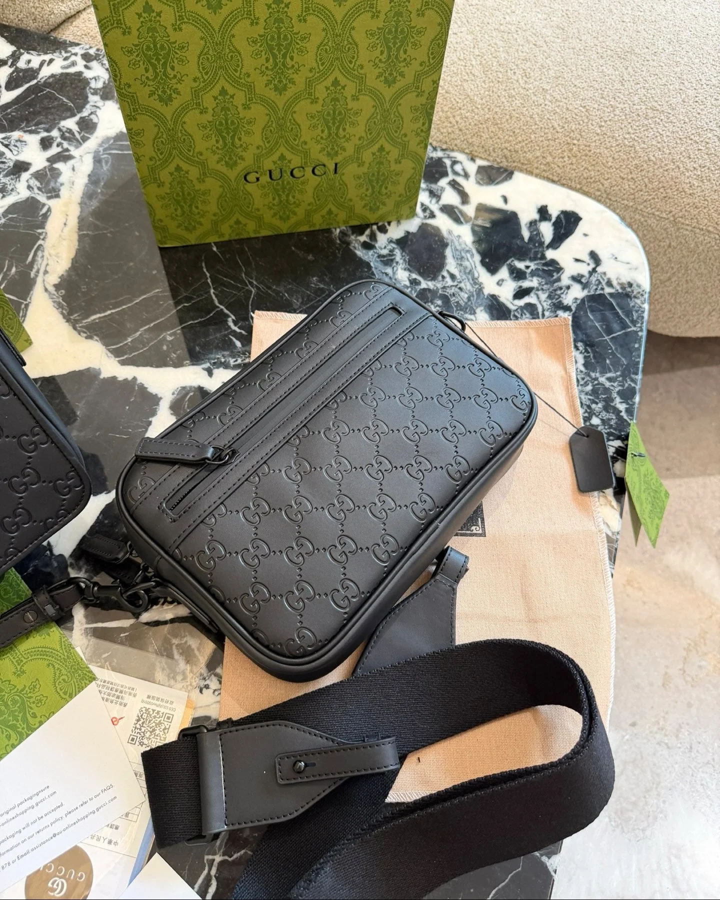 Men's Black Leather Crossbody Bag