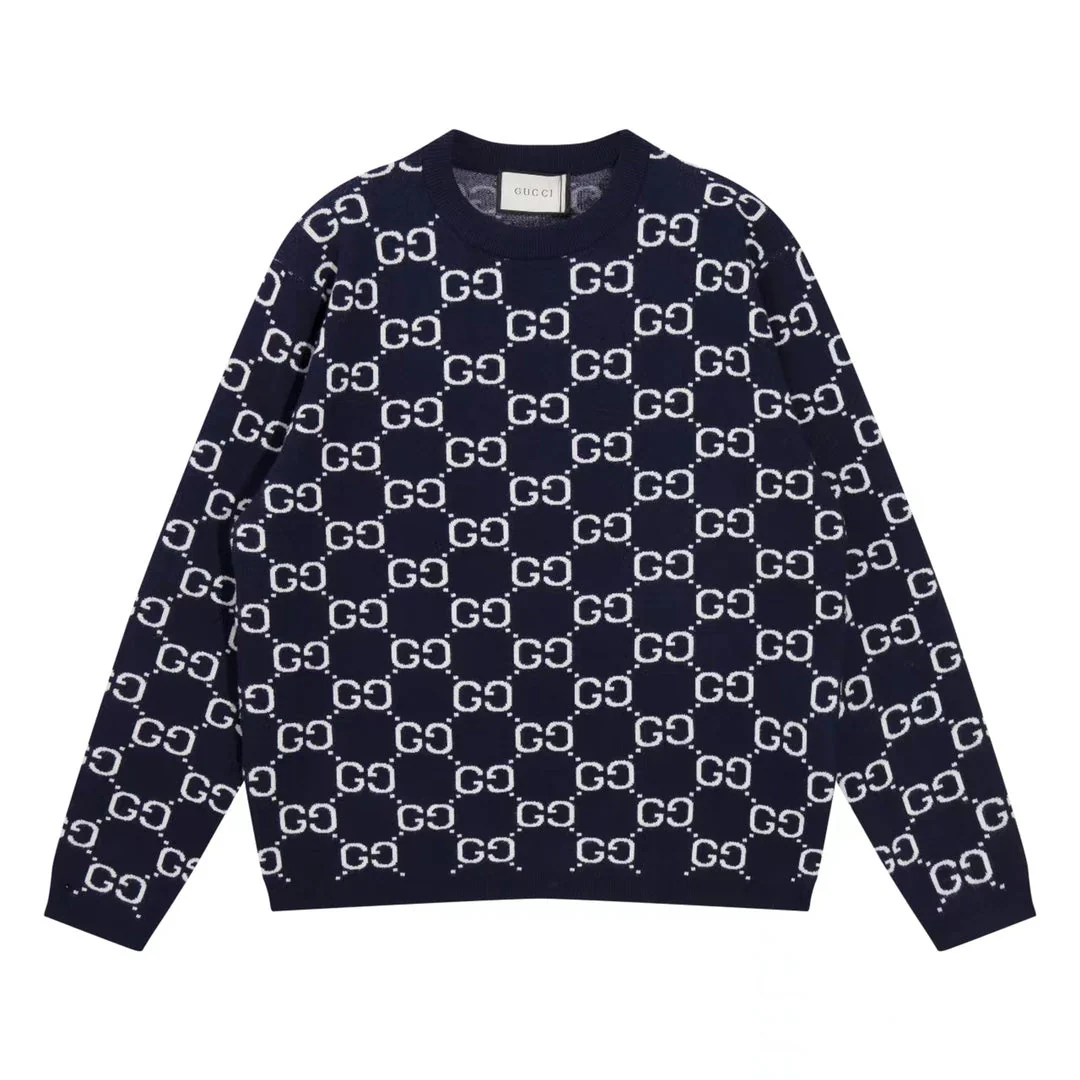 Knitted jacquard cashmere sweatshirt