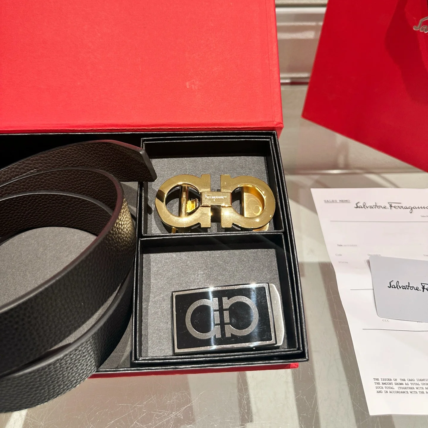 Men's Black Belt with Double Buckle Gift Box