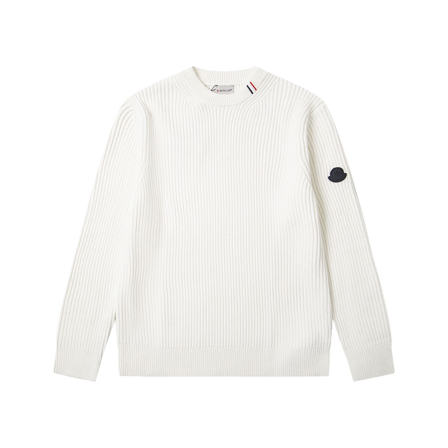 Vertical stripe textured wool knitted sweater