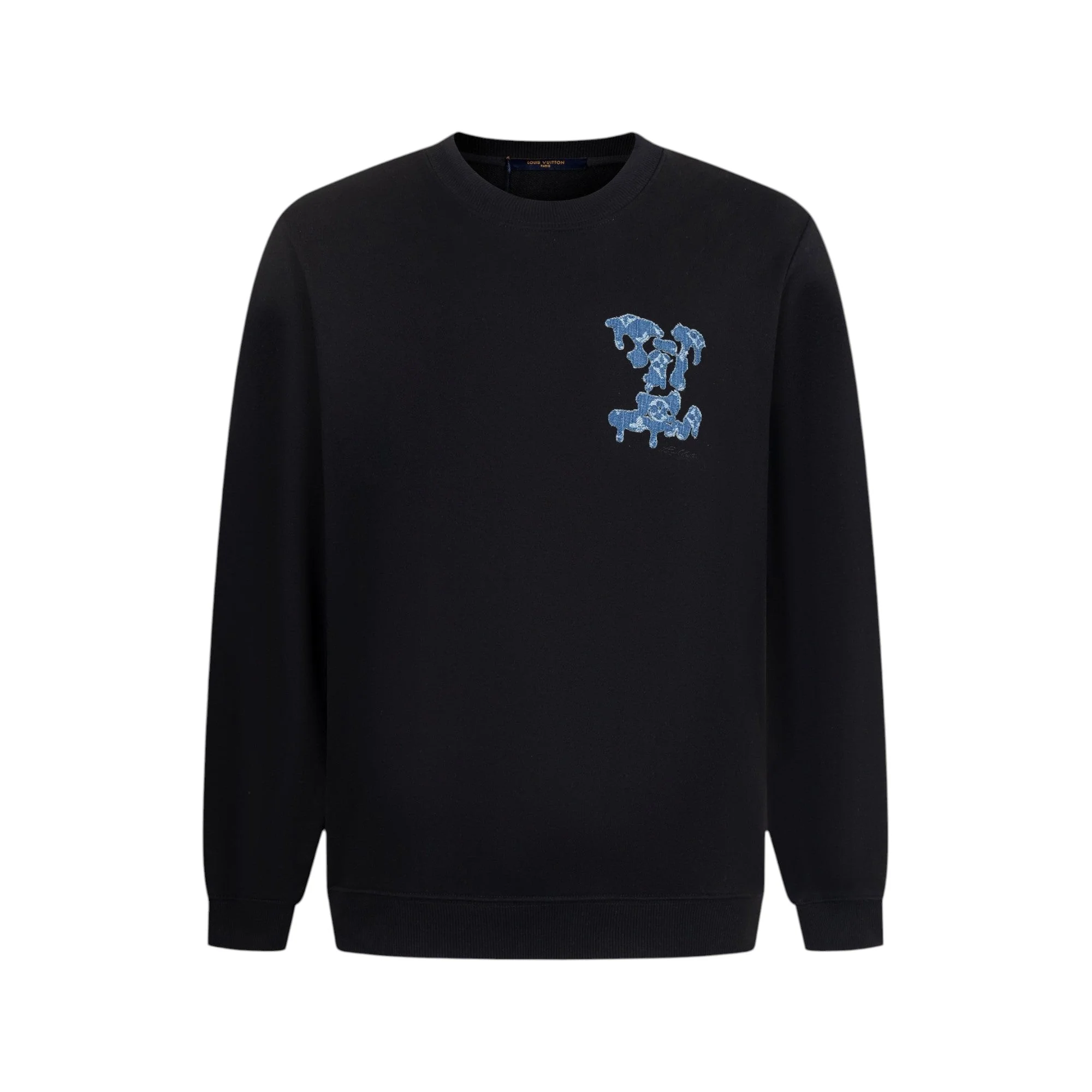 Double-sided embroidered round neck cotton sweatshirt