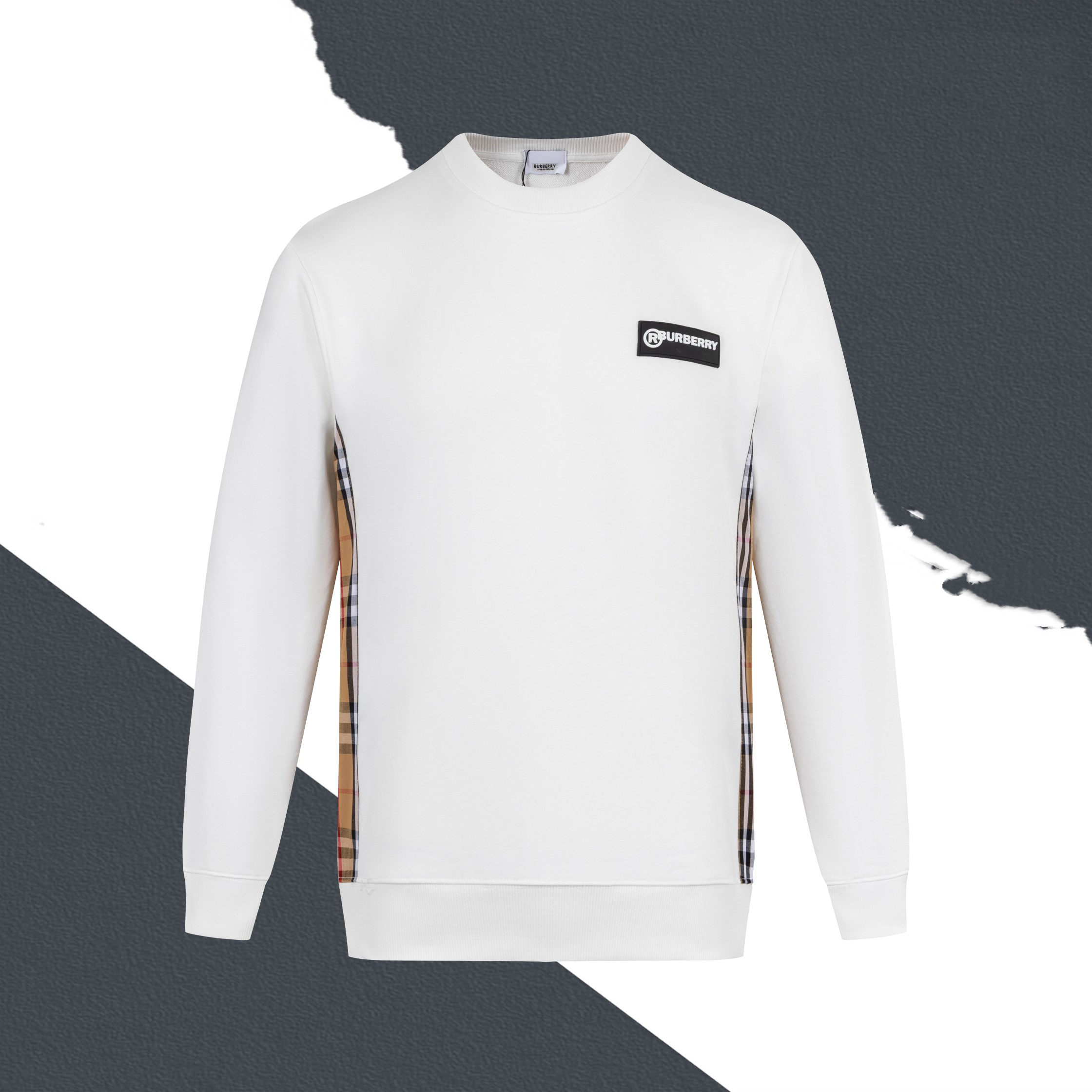 Silicone Letter Check Crew Neck Sweatshirt