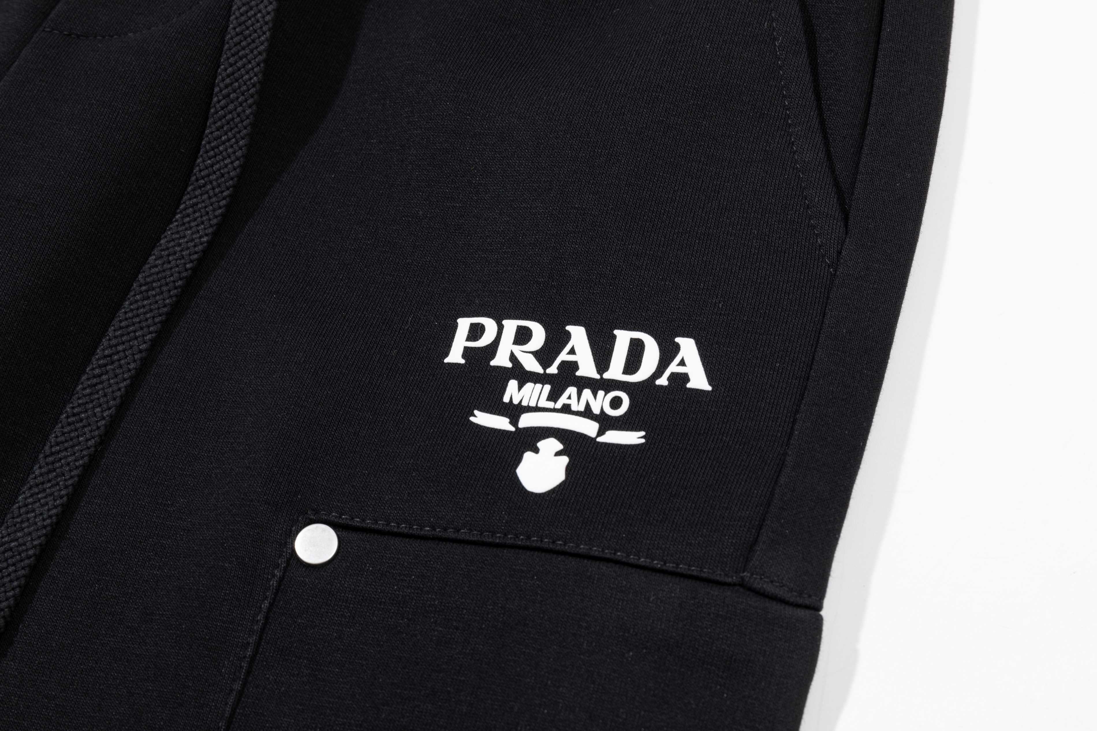 Printed cotton drawstring trousers