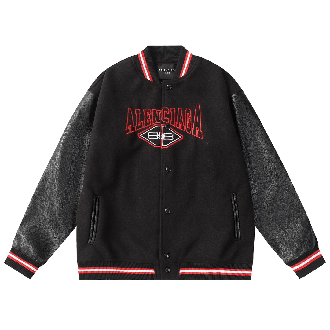 Lychee pattern embroidered baseball jacket