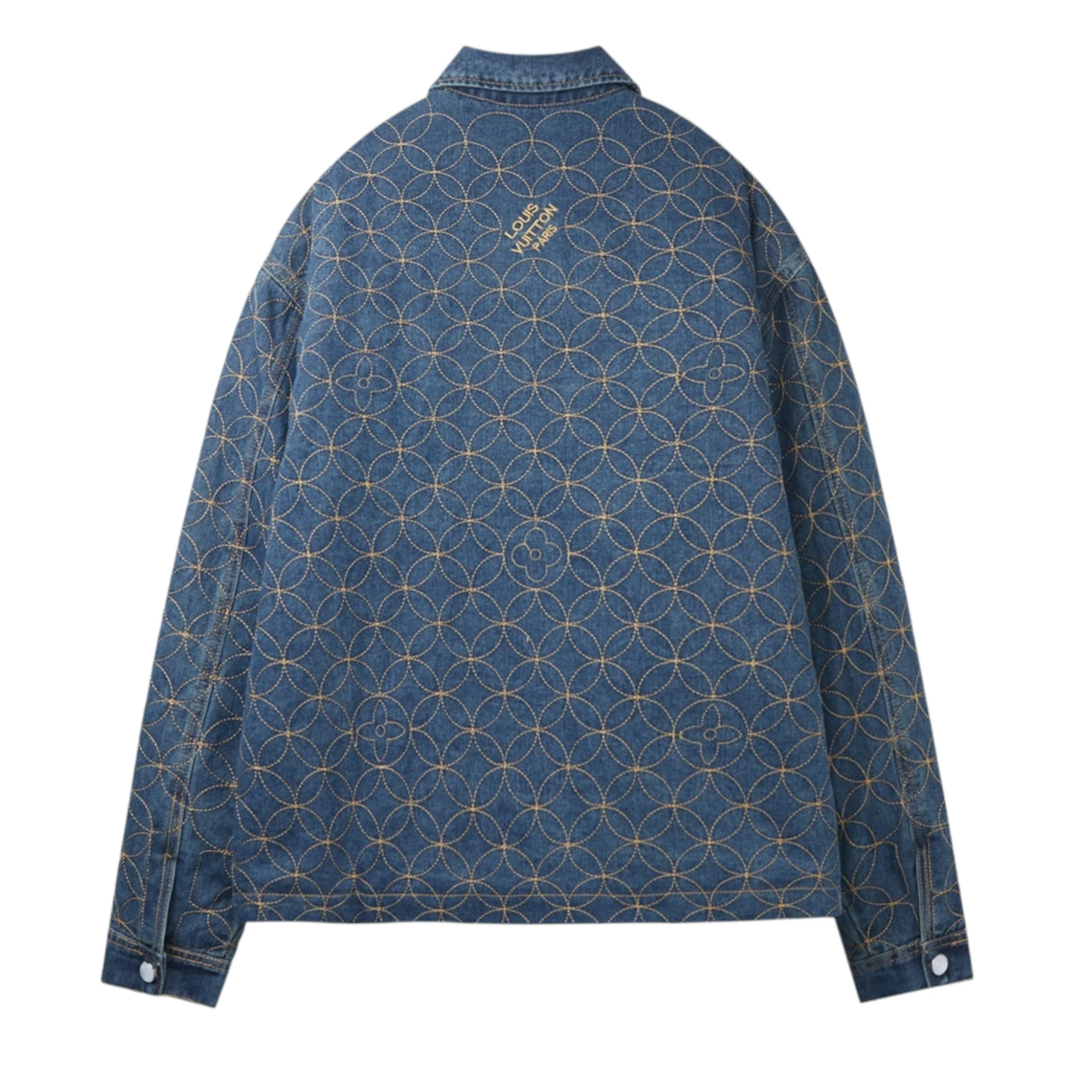 Embroidered denim padded jacket