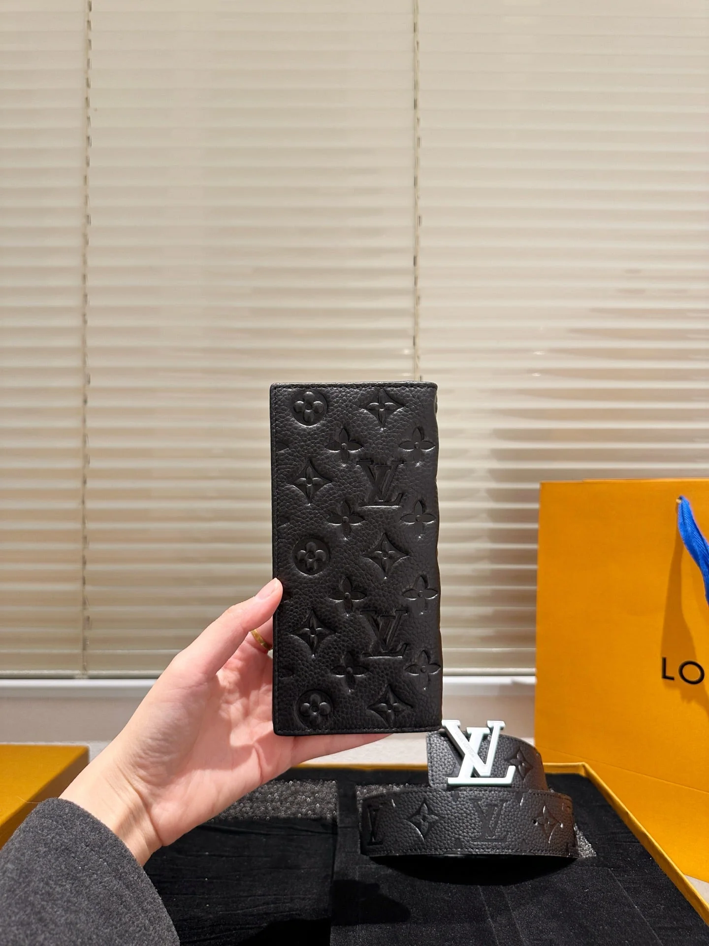 Men's Black Printed Wallet + Belt Gift Box