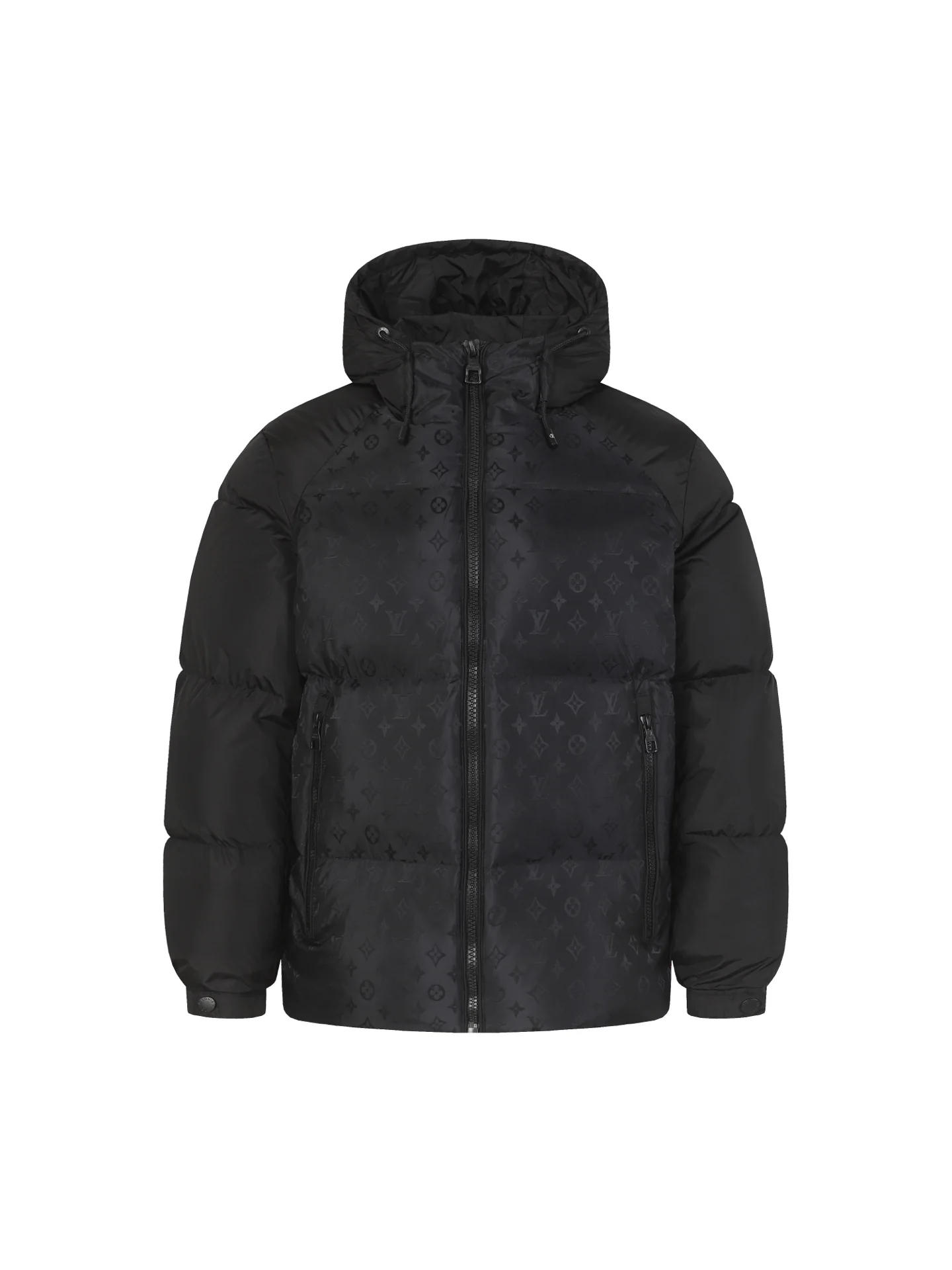 Jacquard down hooded jacket