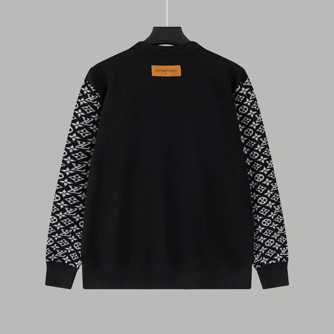 Patchwork Sleeve Full Print Sweater