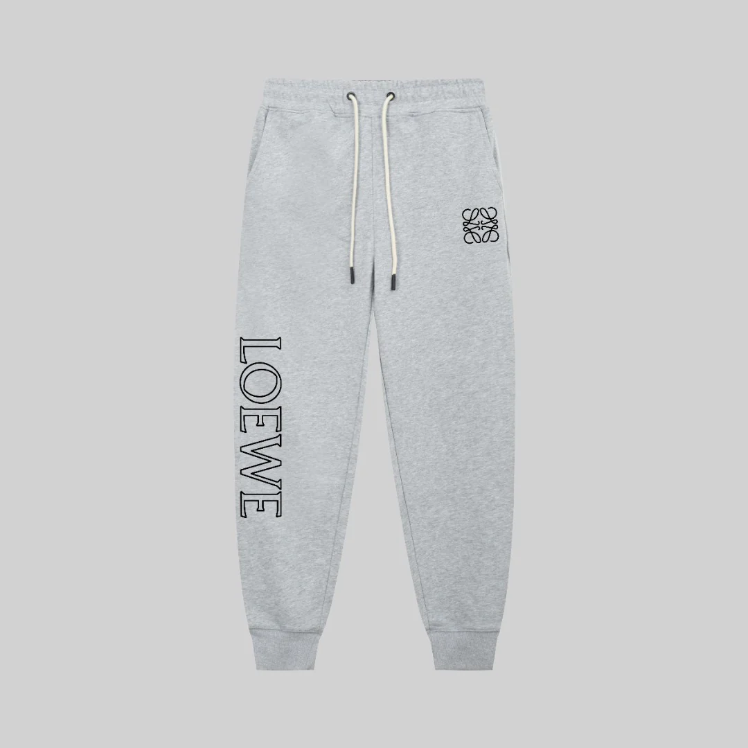 Embroidered print drawstring trousers