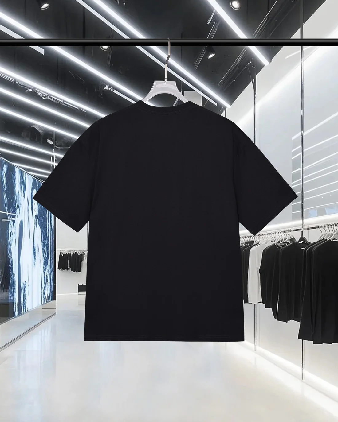 Foamed crew neck cotton T-shirt