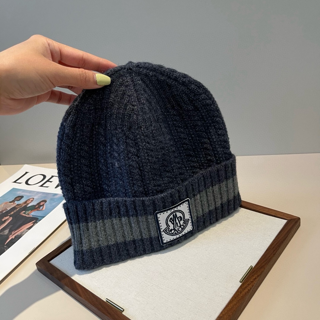 Embroidered cashmere knit beanie