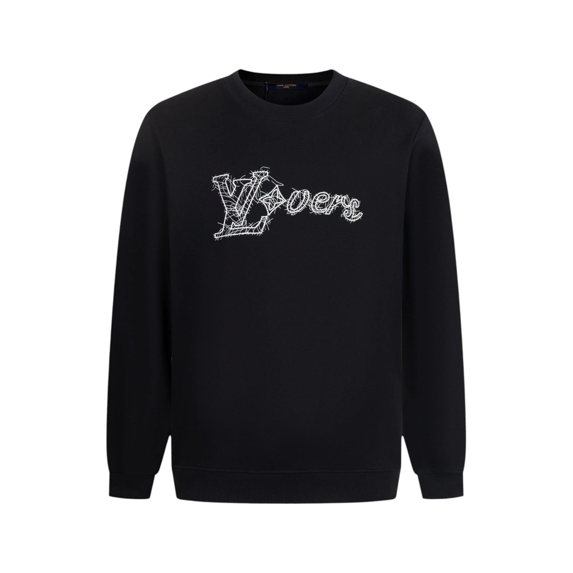 Double-sided embroidered round neck cotton sweatshirt