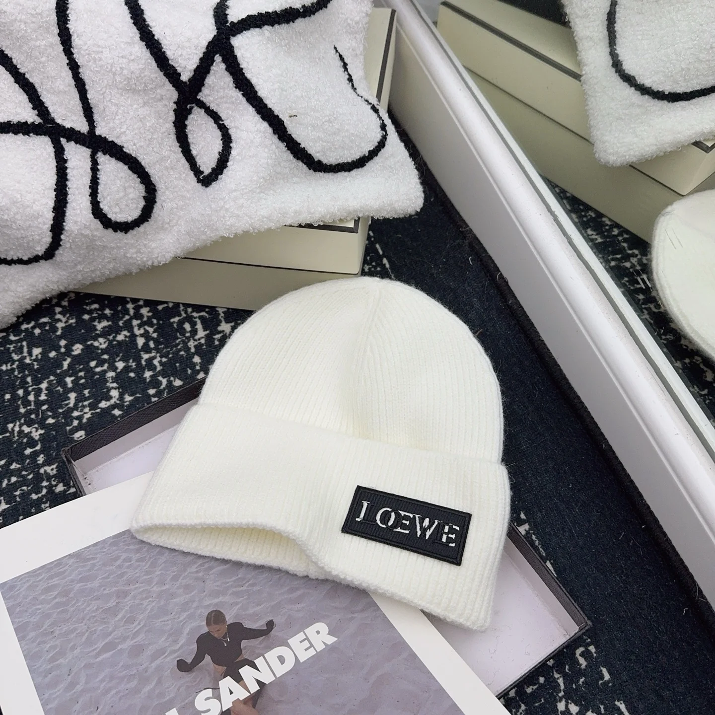 Embroidered letters Cashmere Knitted  Beanie
