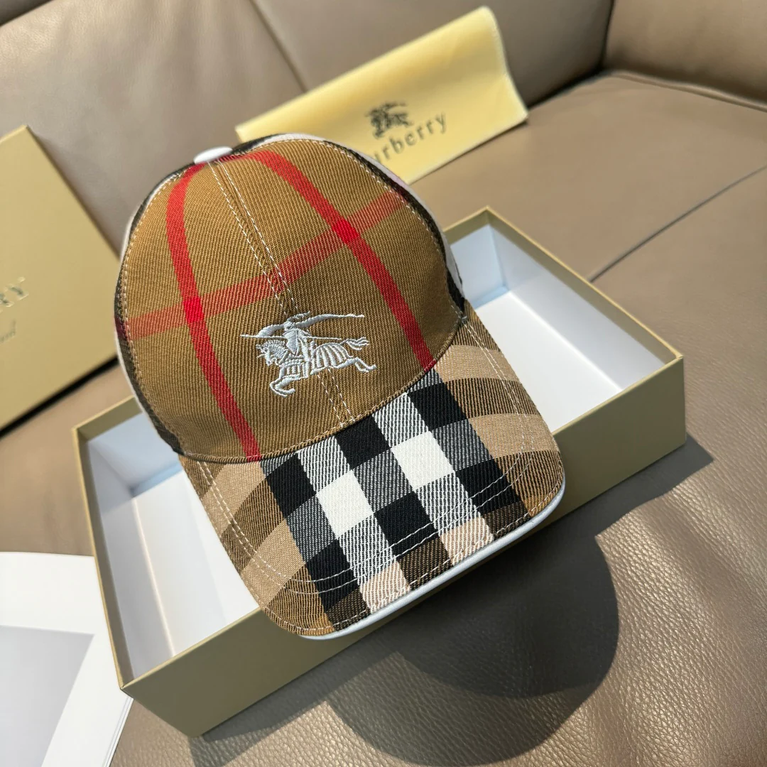 Embroidered plaid baseball cap