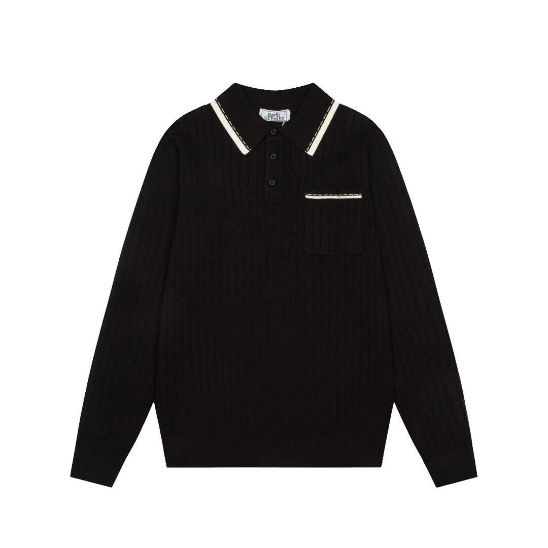 Knitted lapel cashmere sweatshirt