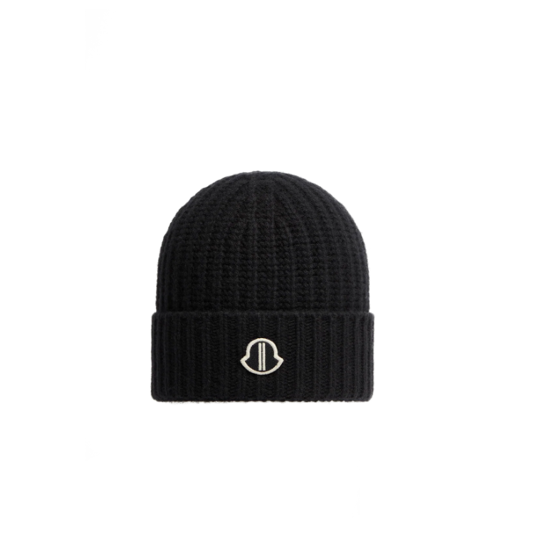 Embroidered cashmere knit beanie