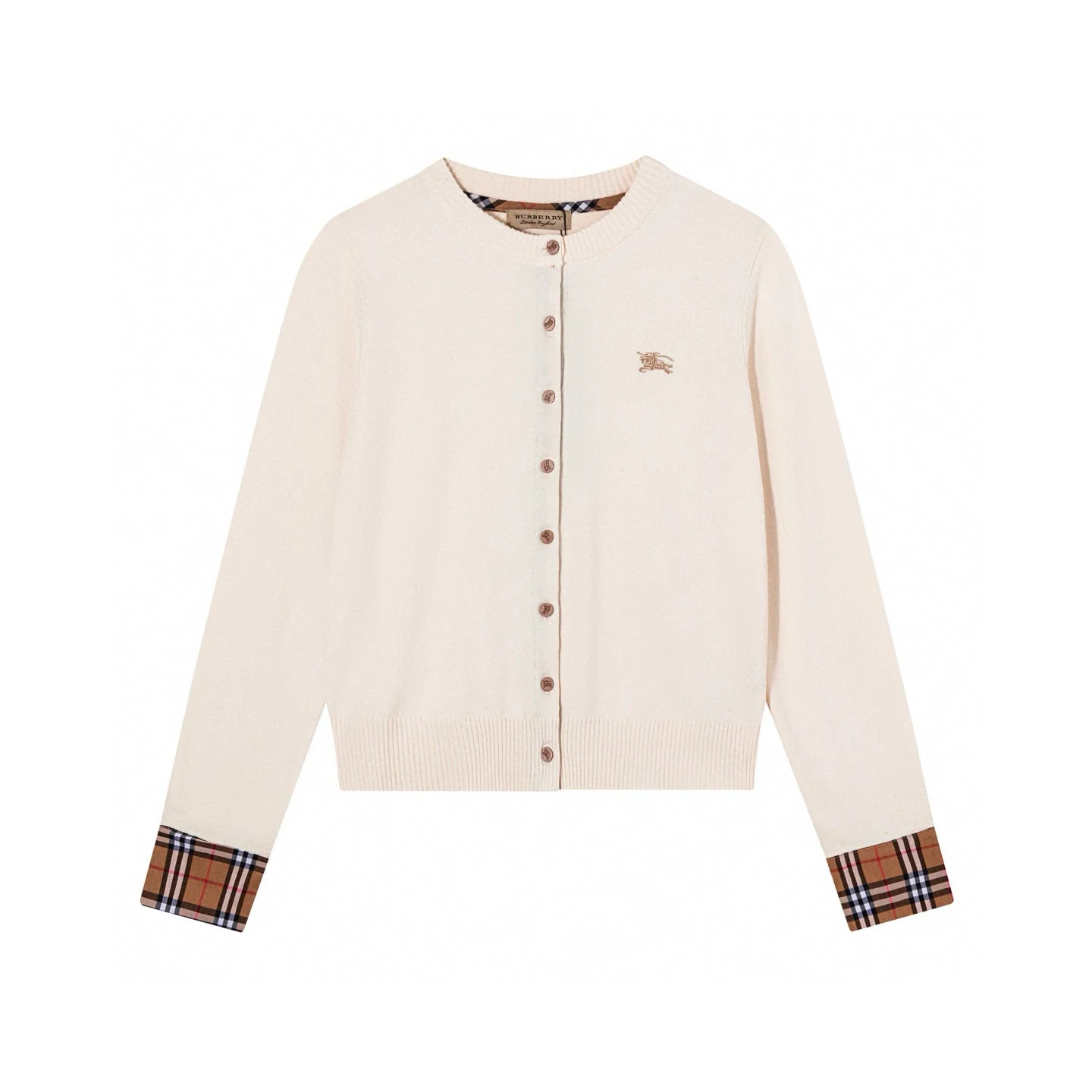 Embroidered cardigan plaid sweater