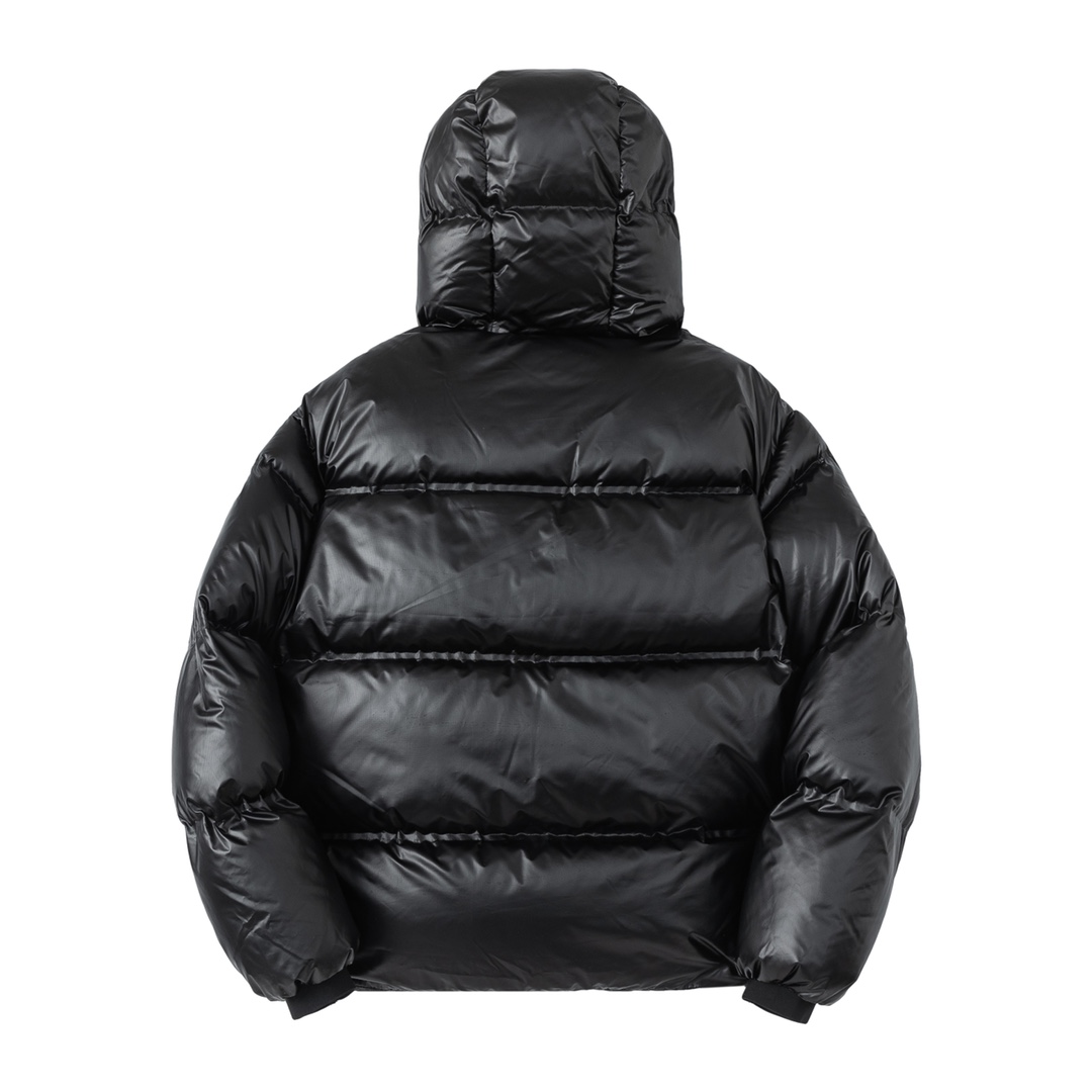 Silicone monogram hooded down jacket